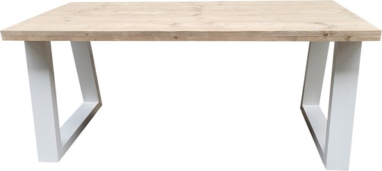 Wood4you - Eettafel Vancouver - Industrial wood - Wit - 220/90 cm