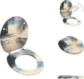 vidaXL WC-bril - MDF - Chroom-zinklegering - 42.5 x 35.8 cm - 43.7 x 37.8 cm - 28 x 24 cm - 5.3 - 5.5 cm - Strand-ontwerp - verstelbare breedte - Toiletbril
