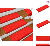 vidaXL Trapmatten Rood - 65 x 21 x 4 cm - Geluiddempend - Anti-slip - Warm - Wasbaar en vouwbaar - Met tweezijdige kleefbanden - 700 g/m² - Trapmat