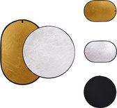 vidaXL Reflectieschermen Set - 5-in-1 ronde reflector 110 cm - 2-in-1 ovale reflector 1.5 x 1 m - incl - oppervlaktepanelen - draagtas - goud - zilver - zacht licht - wit - zwart - Badkamermeubel