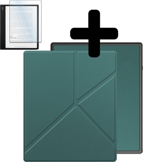Hoesje Geschikt voor Kobo Elipsa 2E Hoes Bescherm Hoesje Case Sleep Cover Trifold Met Screenprotector - Hoes Geschikt voor Kobo Elipsa 2E Hoesje - Donkergroen