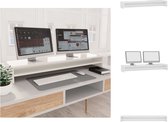 vidaXL monitorstandaard - Verhoogt tot perfecte hoogte - Geschikt voor 2 schermen - Hoogglans wit - 100 x 24 x 13 cm - Bewerkt hout - Wandsteun