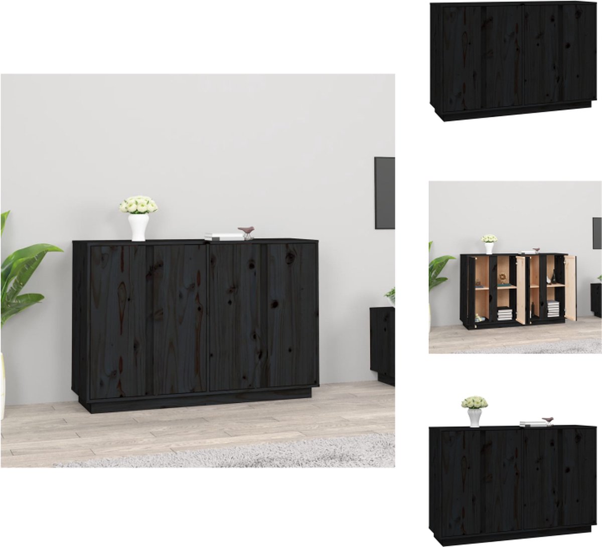 VidaXL Dressoir klassiek Meubels 120 x 35 x 80 cm Zwart Keukenkast