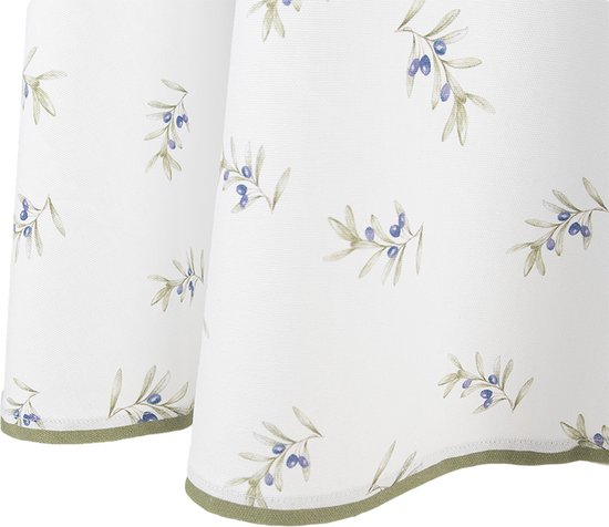 Clayre & Eef Nappe Ø 170 cm Blanc Coton Rond Olives Nappes de table
