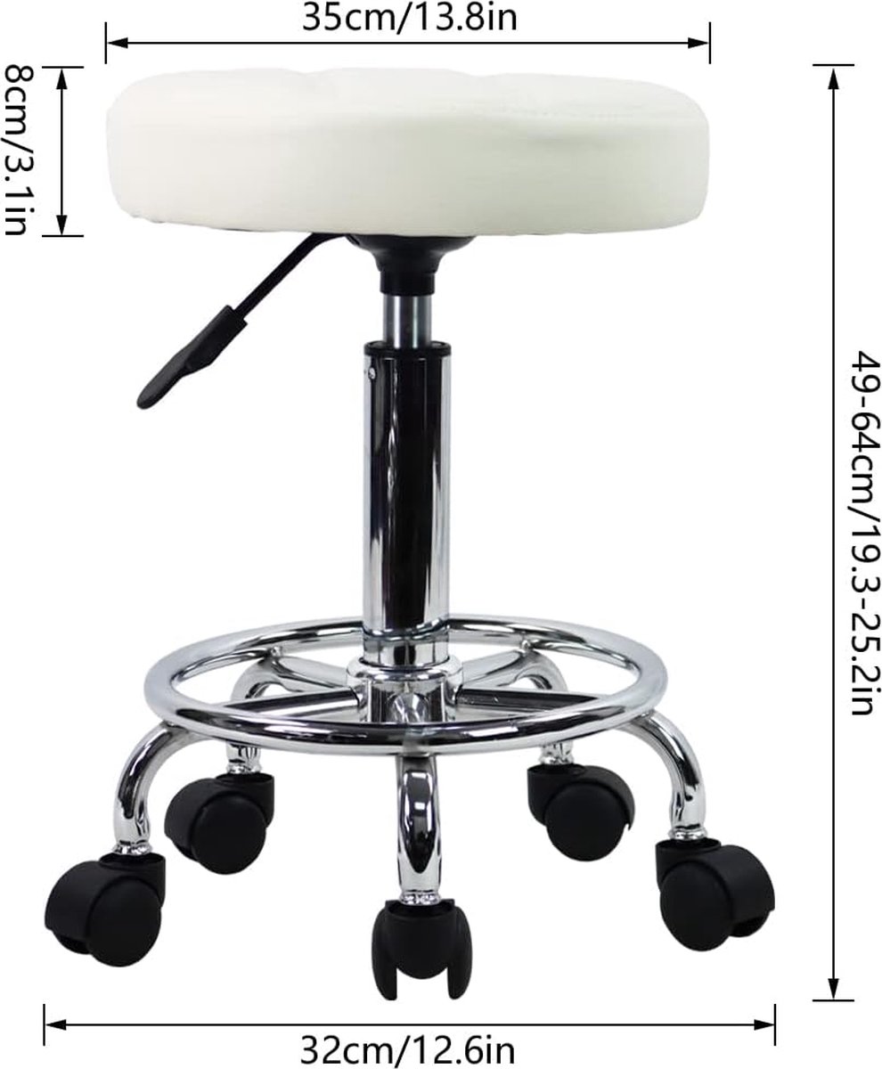 TABOURET A ROULETTE NOIR TATOUAGE