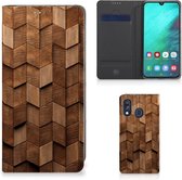 Book Wallet Case geschikt voor Samsung Galaxy A40 Wooden Cubes
