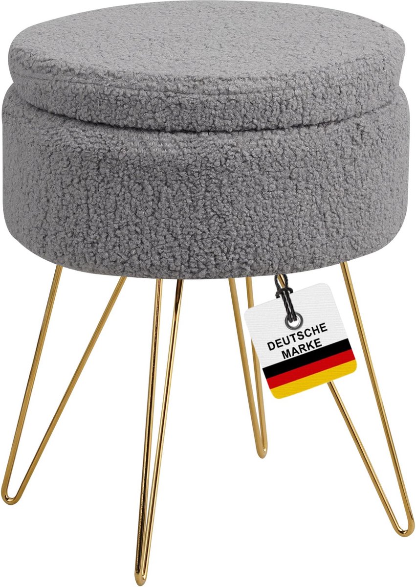 ALBATROS Kruk met opbergruimte Cannes - kruk met opbergruimte, modern design, luxe fluwelen bekleding - zitkist of zitbank met opbergruimte - optimaal als voetenbank of kruk make-uptafel, beige