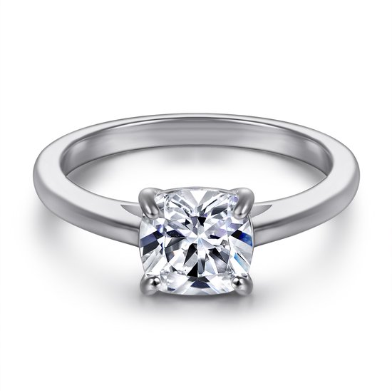 Elara - 18k Witgouden Cushion Solitair Moissanite Ring - 1.7 karaat.