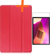Hoes Geschikt voor Lenovo Tab M10 (3rd gen) Hoes Tri-fold Tablet Hoesje Case Met Screenprotector - Hoesje Geschikt voor Lenovo Tab M10 (3e gen) Hoesje Hardcover Bookcase - Rood