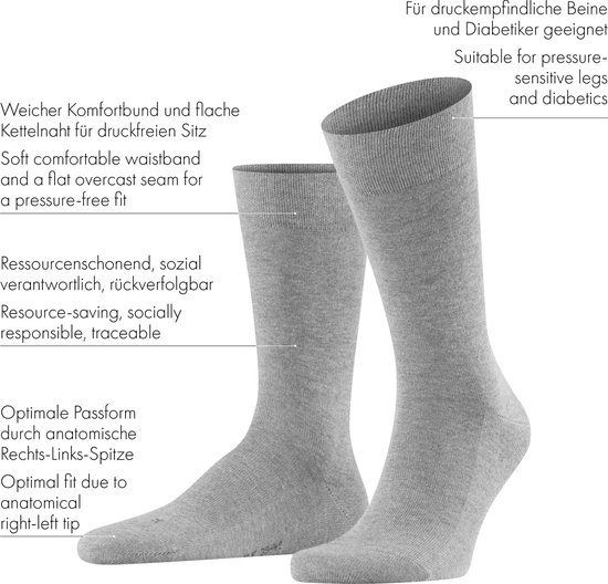 FALKE Sensitive London met comfort tailleband katoen sokken heren blauw - maat 39-42
