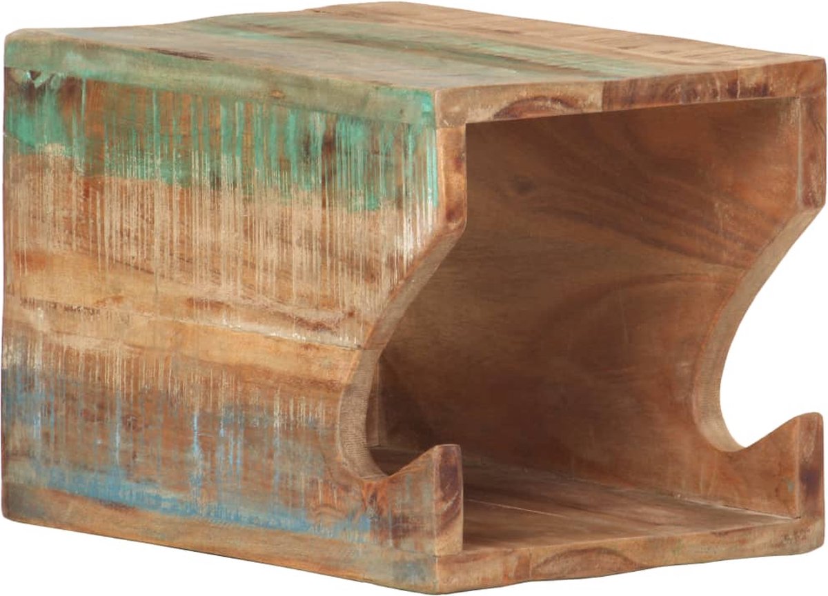 The Living Store Fietsenrek - Gerecycled hout - 35 x 25 x 25 cm - Meerkleurige afwerking