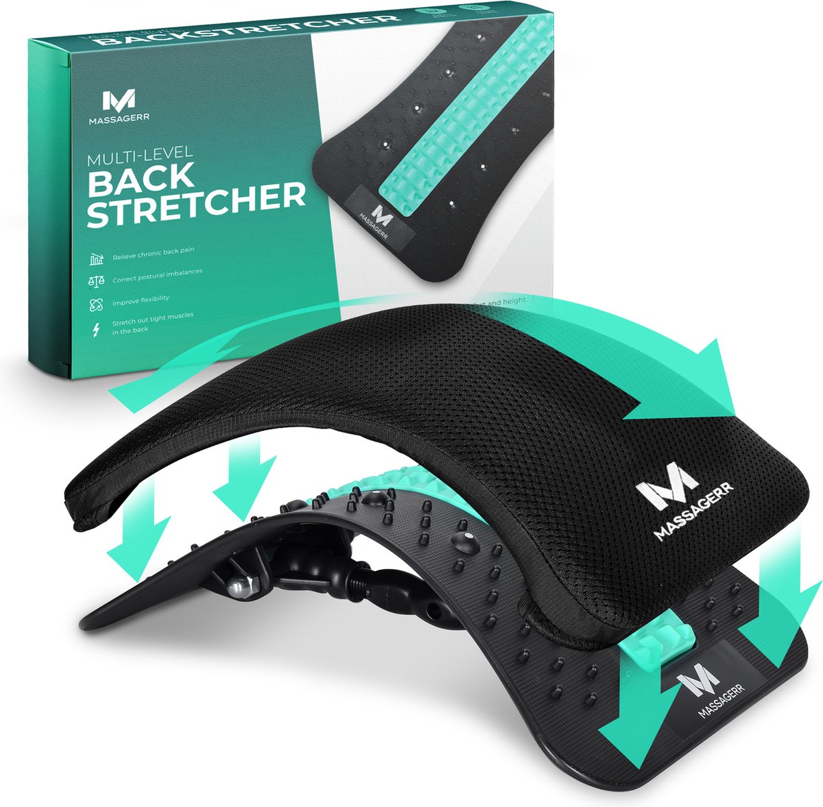 Goedkoopste Massagerr® Backstretcher - Multifunctionele Rugstretcher met Comfortkussen - Verstelbaar en Effectief voor Rugpijn en Flexibiliteit - Rugmassage - Ontspanning