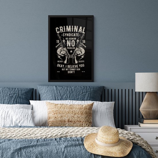 Cadre photo avec affiche - Mancave - Armes - Zwart - Vintage - 40x60 cm - Cadre pour affiche