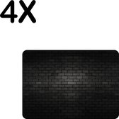BWK Luxe Placemat - Zwarte Donkere Muur - Set van 4 Placemats - 35x25 cm - 2 mm dik Vinyl - Anti Slip - Afneembaar