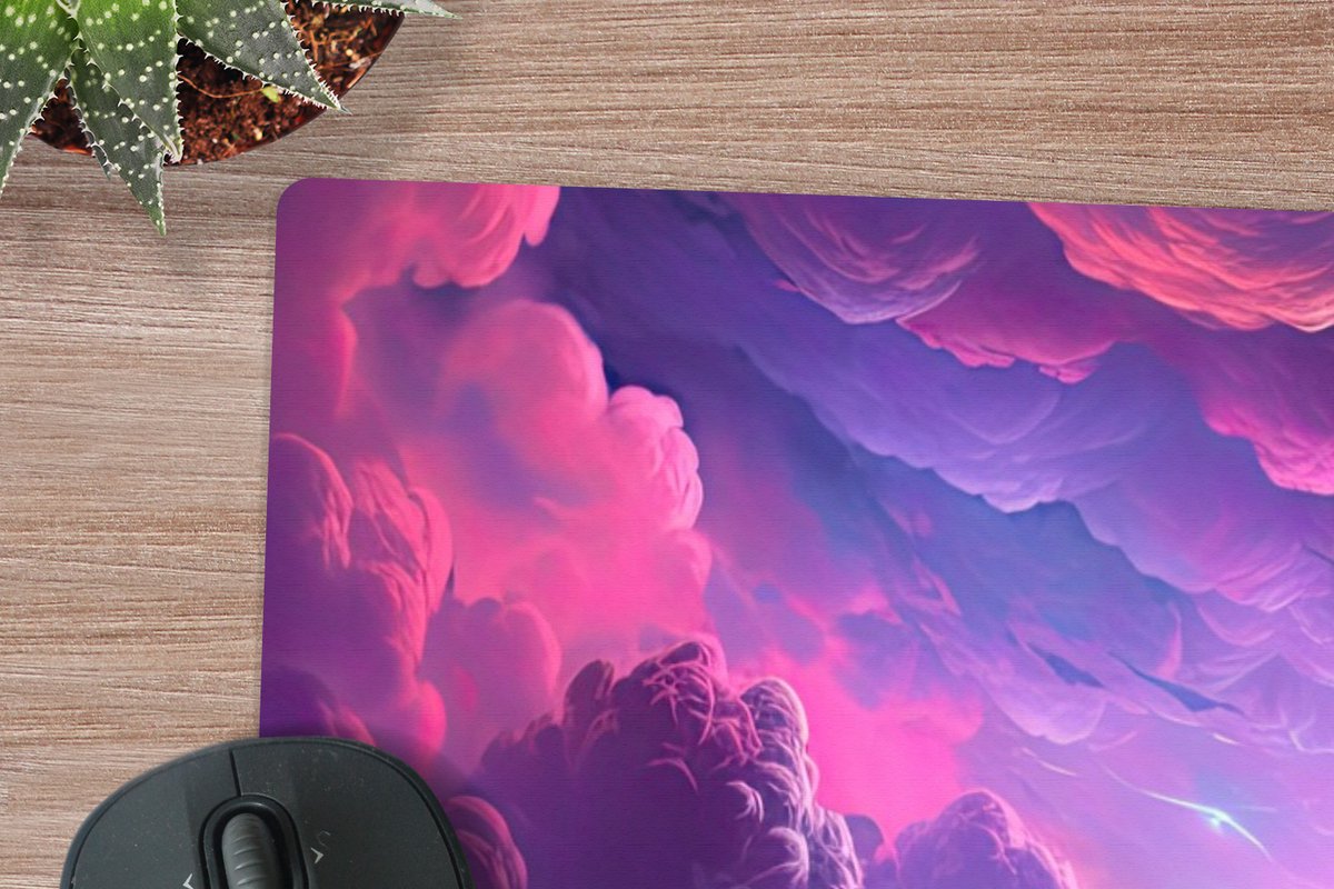 Muismat 90x60 cm - Bureaumat gaming neon - Computer en gameroom accessoires - Muis en bureau mat onderlegger - Game room decoratie - Bureaulegger desktop xl - Mousepad xxl - Muismatten office desk anti slip - Ruimte accesoires roze