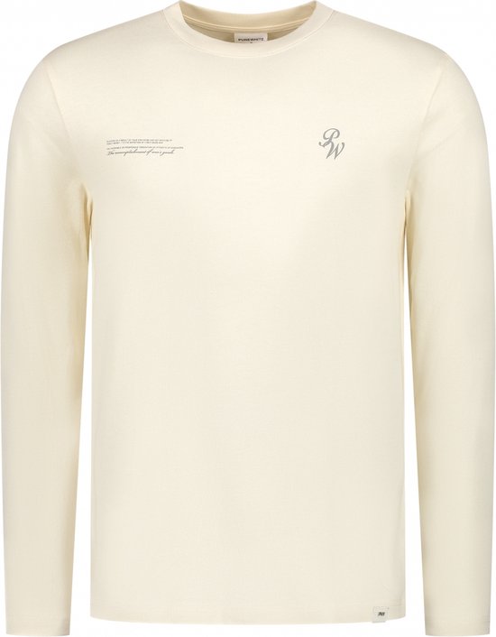 Purewhite - Heren Regular fit T-shirts Crewneck LS - Ecru - Maat XL