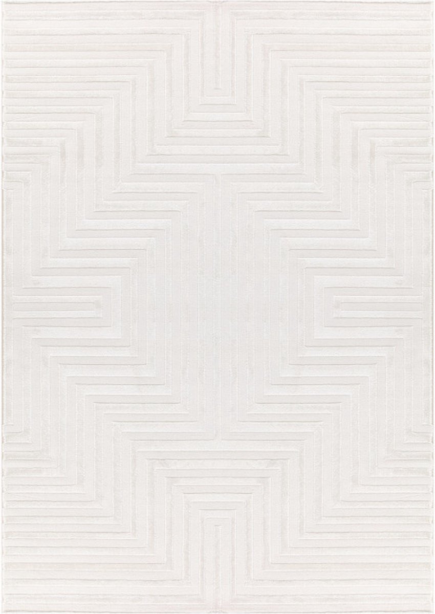 Flycarpets Cara Modern Japandi Labyrinth Vloerkleed - Creme - 120x170 cm