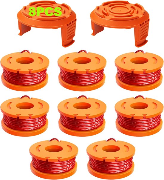  - Set van 8 Spoelen Draad voor oa WORX Trimmer - Grastrimmer Draad - Spoelen WA0010 - Replacement Trimmer Spool