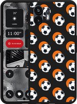 Cazy Hoesje Zwart geschikt voor Nothing Phone (2) Soccer Ball Orange