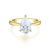 Larissa - 14k Geelgouden Peer Solitair Moissanite Ring - 0.8 karaat