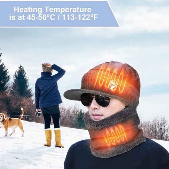 bonnet chauffant à batterie pour homme et femme, casquette polaire  électrique, Rechargeable, chaud, hiver