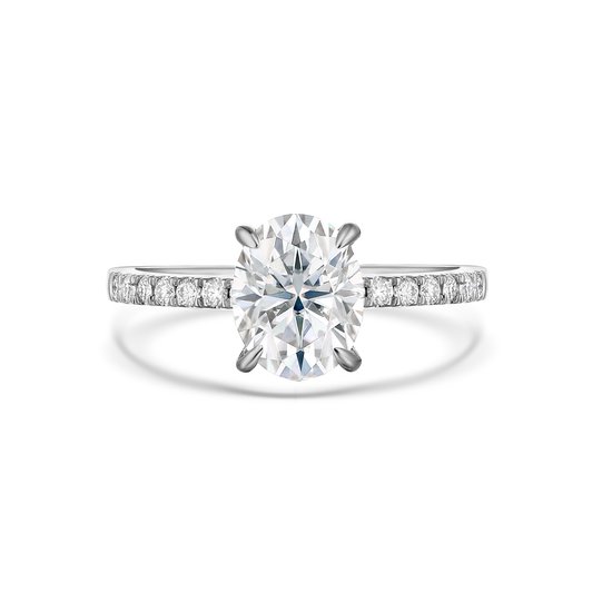 Nina - Zilveren Ovaal Moissanite Ring met Pavé Zijstenen - 2.1 karaat