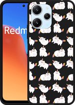 Cazy Hoesje Zwart geschikt voor Xiaomi Redmi 12 4G Unicorn Cat