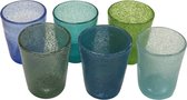 Memento-Originale gekleurde drinkglazen - 6-delige set - groen-blauw - 30 cl - handgemaakt