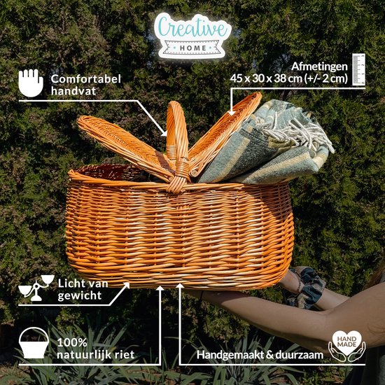 Panier à Provisions En Osier Plastique Tissé Main - Léger, Réutilisable, Pour Marché, Pique-nique Ou Déco
