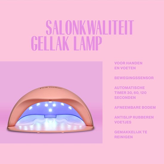 Pink Gellac - Gellak Starterspakket - Premium Peel Off - Gel Nagellak en Gel Lak - Inclusief LED Lamp - Voor de Perfecte Gelnagels - Pink Gellac