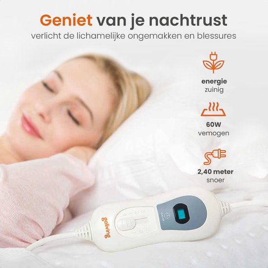 Duux Snooze Bamboo Elektrisch Onderdeken – Bamboe toplaag – 6 warmtestanden & timer – Wasbaar – 90x200 cm