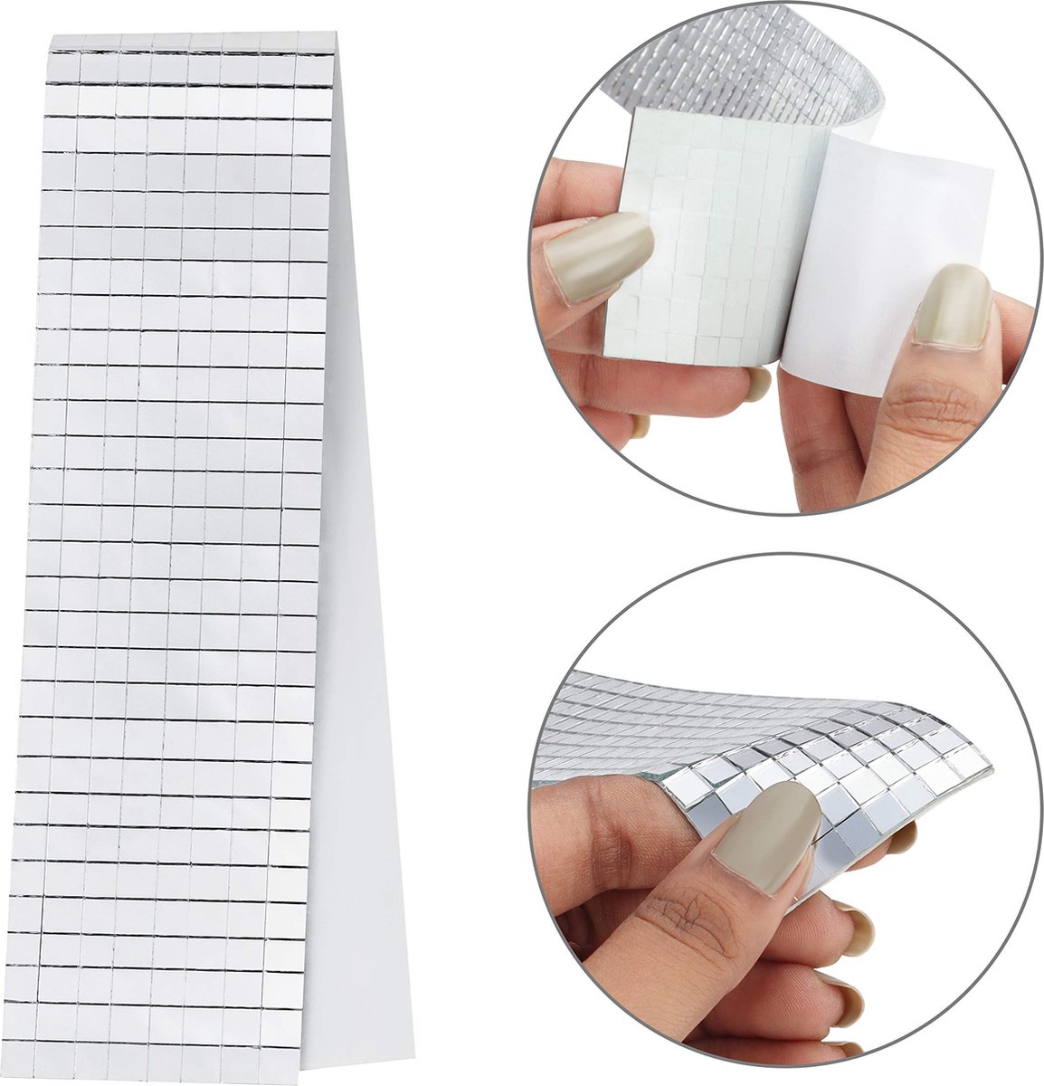 100 stuks zelfklevende mini-spiegels, 10 x 10 mm, echt glas, spiegel, mozaïektegels, doe-het-zelf, discobal, glazen spiegel, stickers, zelfklevende muurstickers