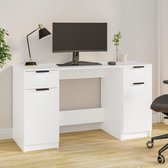 The Living Store Bureau - Moderne schrijftafel met bijzetkast - Afmetingen- 100 x 50 x 75 cm - Materiaal- bewerkt hout - Kleur- wit