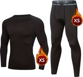 Livano Thermokleding - Thermo - Thermoshirt - Thermobroek - Beenverwarmers - Heren - Fleece - Set - Broek + Shirt - Grijs - Maat XS