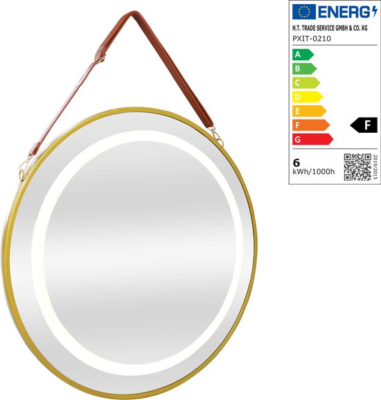 LED spiegel Picerno rond Ø60x3,5 cm goudkleurig