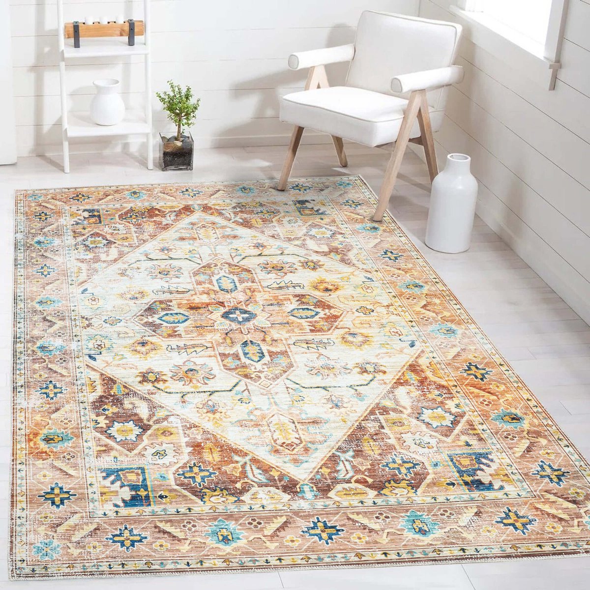 flycarpets Burano Vintage Medaillon Vloerkleed - Terra - Laagpolig Tapijt, foto 3