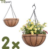 T.R. Garden - 2 Stuks Hanging Basket 26 cm - Hangende Plantenbak - Stalen plantenhanger met Kokosvezel voering
