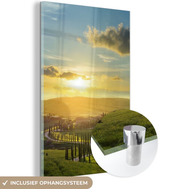 Coucher de soleil sur le paysage toscan Plexiglas 60x90 cm - Tirage photo sur Glas (décoration murale en plexiglas)