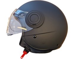 Goedkope - Jethelm – Mat Zwart - Helm - Snorscooter helm - Brommer helm - Motor helm - ECE 22.06 - Helmplicht - XS
