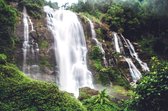 Fotobehang - Waterval - Natuur - Rotsen - Planten - Water - Vliesbehang - Inclusief Behanglijm - 300x200cm (lxb)
