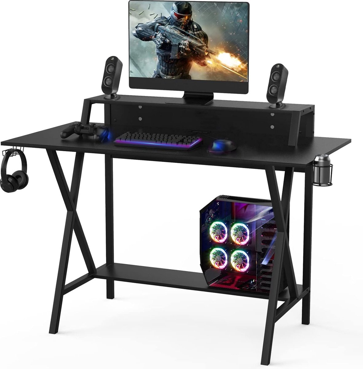 Bureau d'angle de jeu en forme de L,Grande table d'ordinateur, Bureau  gaming,Bureau informatique - Cdiscount Maison