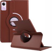 360 Rotating Book Case - Geschikt voor Xiaomi Redmi Pad SE Hoesje - Bruin