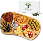 Grote rustieke snackschaal van olijfhout, dipschaal, tapasteller, schaal, hout, olijfhout, houten schaal, slakom, broodkom