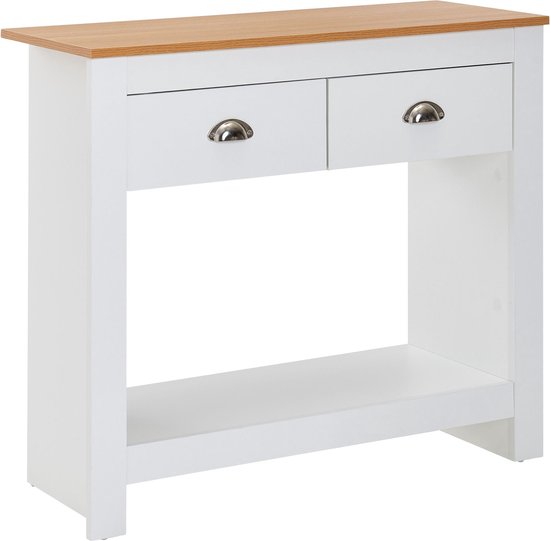 Table console Rootz - Buffet au design étroit et moderne - table de classement dans le couloir avec tiroirs et espace de rangement - table haute de hall - chêne blanc - 85x35x76 cm