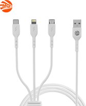 MG - Câble de chargement 3 en 1 Wit - Lightning/USB-C/MicroUSB - Convient aux appareils iPhone, iPad et Android