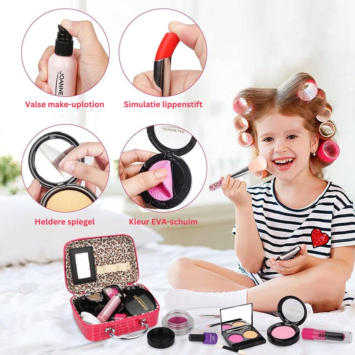 Set de Maquillage pour Enfants Kit de Maquillage pour Fille avec Boîte  Portable Kit de Maquillage pour Enfants Ombres à Paupières Pinceau Rouge à  Lèvres Vernis à Ongles 