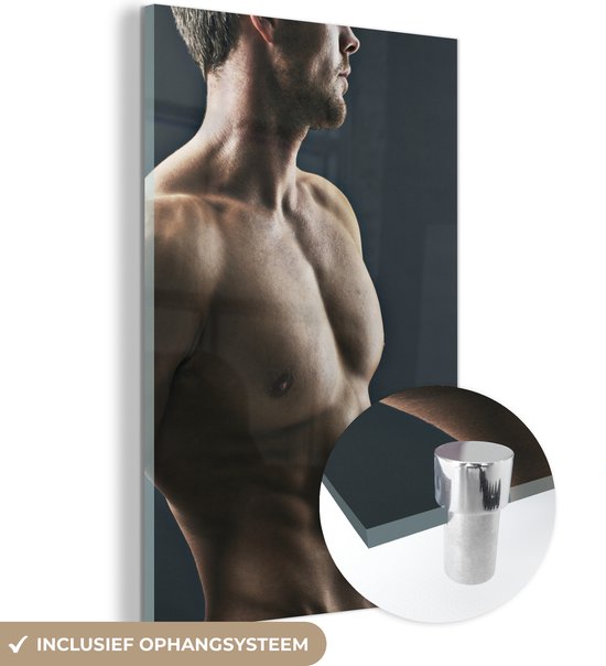 Gros plan de la poitrine d'un homme musclé Plexiglas 80x120 cm - Tirage photo sur Glas (décoration murale plexiglas)