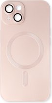 Casemania Hoesje Geschikt voor Apple iPhone 14 Plus Roze - Matte Siliconen Back Cover - Geschikt voor Magsafe