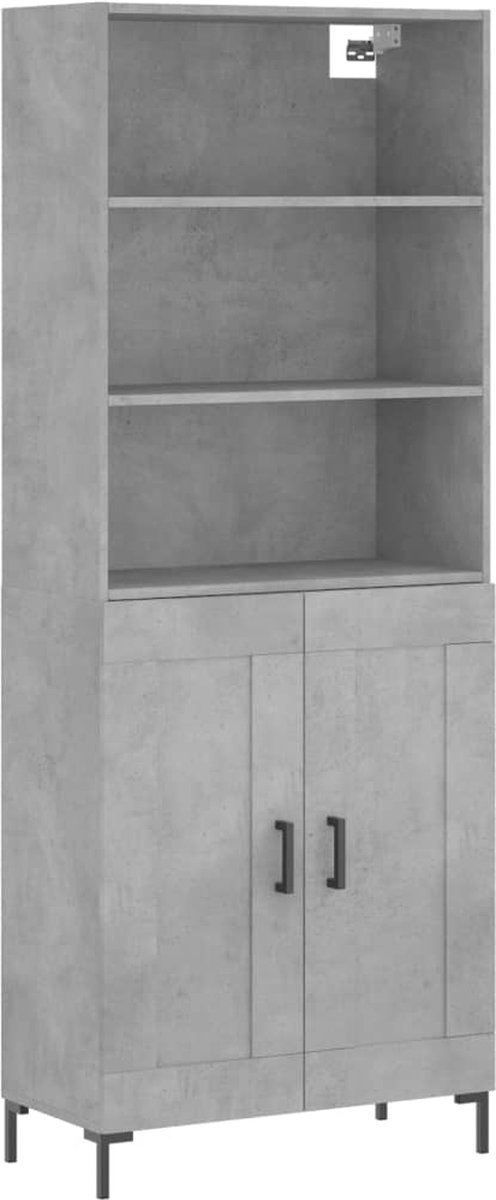 vidaXL - Hoge - kast - 69,5x34x180 - cm - bewerkt - hout - betongrijs