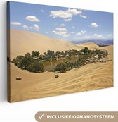 Canvas Schilderij Oase middenin de woestijn - 60x40 cm - Wanddecoratie